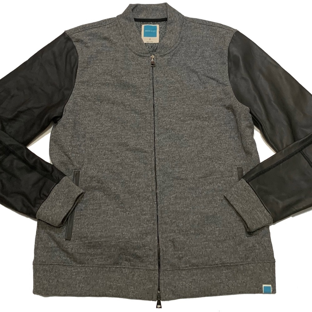 S / Jason Scott Charles Leather Sleeve Bomber Jacket
